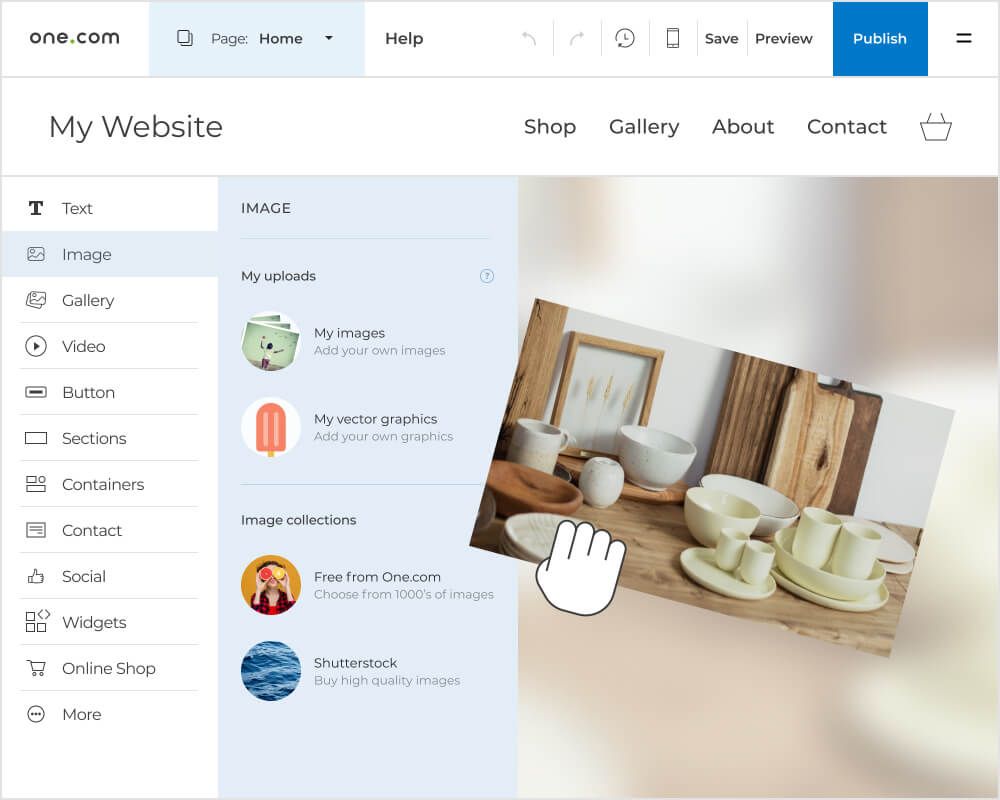 Una il drag and drop per mettere insieme il tuo sito web Una il drag and drop per mettere insieme il tuo sito web